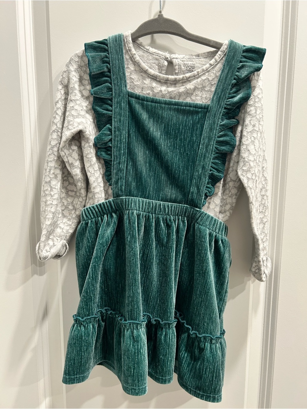 Carter's Teal Corduroy Ruffle Strap Pinafore Skirt